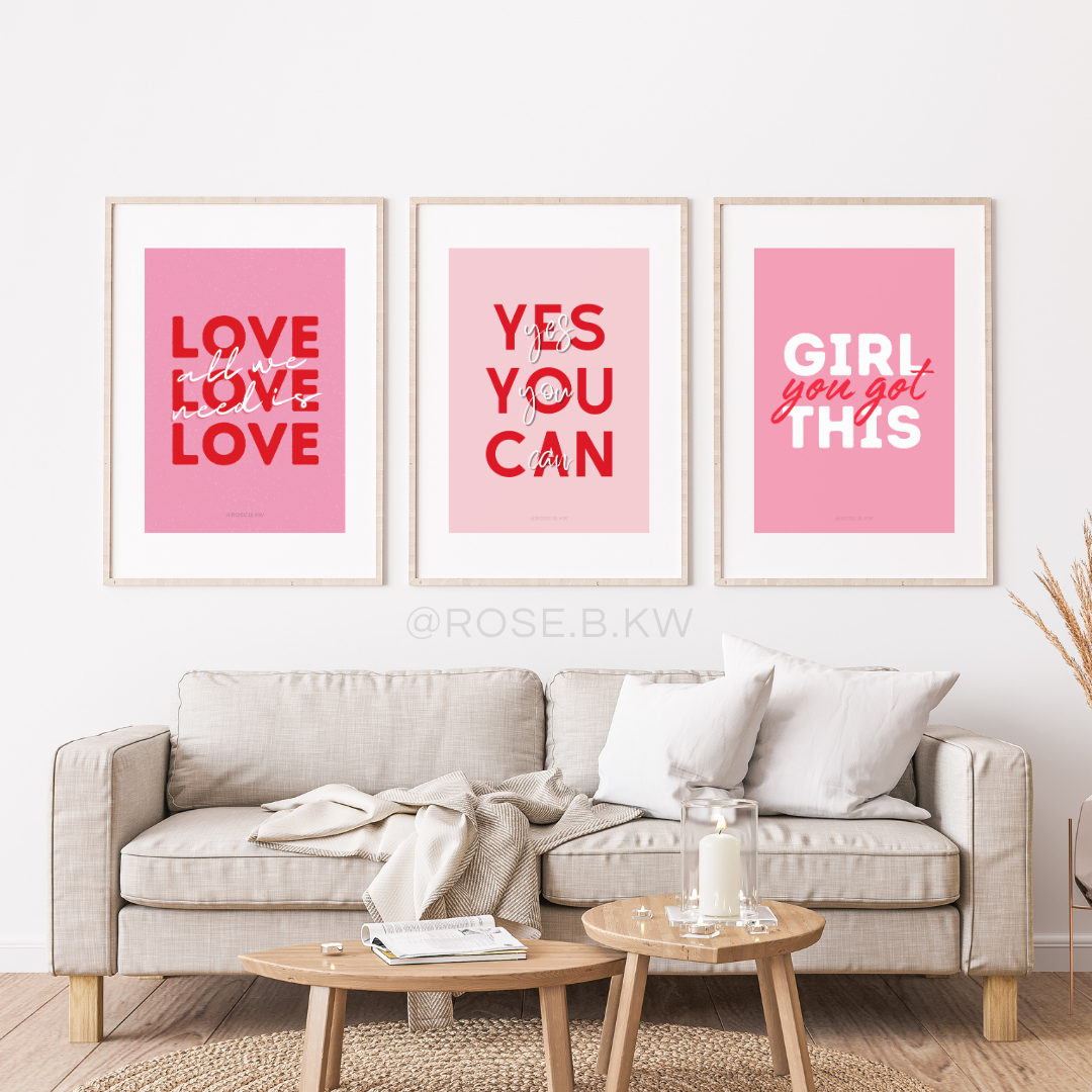 Diva – Pink & Red 3pcs Wall Art Bundle